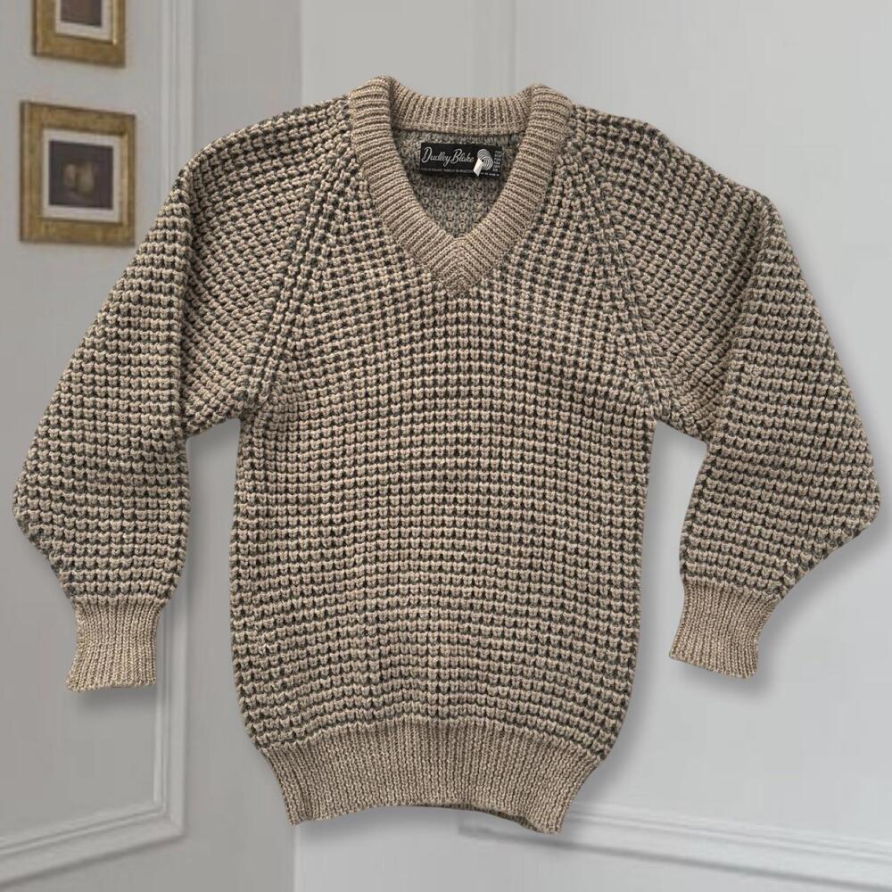 Vintage Dudley Blake Made In England Women's V-Neck 100% Wool Knit Sweater